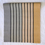 Load image into Gallery viewer, Silver &amp; Gold Striped Table Runner with white linen weft
